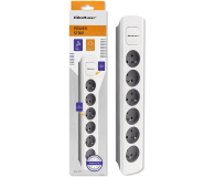 QOLTEC Listwa zasilająca - 6 gniazd, 1.8m, biało-szara 50297 - 1122536 - zdjęcie 2